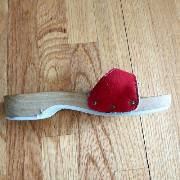 Dr. Scholl’s 70's Original Collection Leather Wood Slide Exercise Clog Sandals - Picture 3 of 12